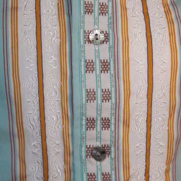 ROBERT GRAHAM Shirt, L, Multicolor Stripes, Embroidered, Long sleeve, MOP button - Picture 9 of 13